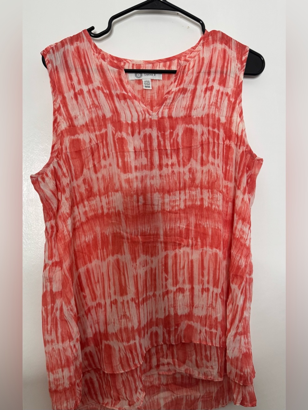 Coral Tie-Dye Sleeveless Tank Top flowy size medium vibrant boho
